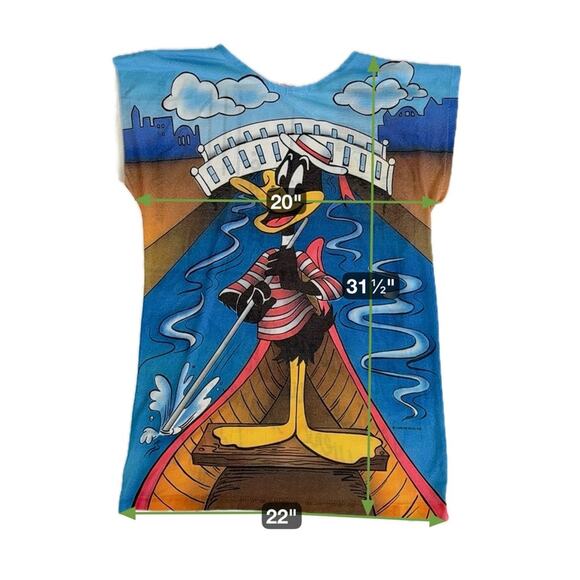 Vintage 1985 Daffy Duck in Venice Italy Jodie Arden Looney Tunes Sleep Shirt OS - Picture 5 of 5